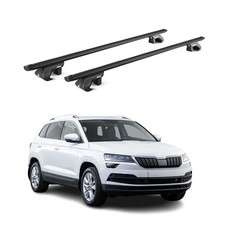 Dachträger Grundtäger für Skoda Karoq 2017-2025 90kg Aluminium Schwarz 2 tlg ABE