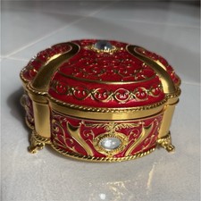 Boîte à bijoux vintage rouge & dorée – Coffret baroque en velours