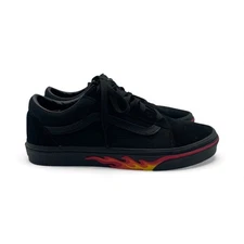Vans Old Skool Black 'Flame Wall' Unisex Sneakers - Men's 9 Women's 10.5