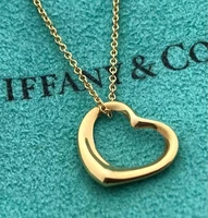 Tiffany ＆ Co.Open Heart Necklace K18 Yellow Gold Pendant Elsa Peretti Rare