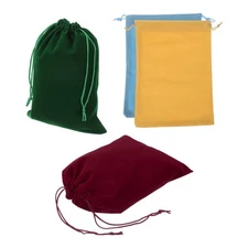 4 Pcs Velvet Drawstring Bag 5.1 x 7 " Pouches, Burgundy/Light Blue/Green/Gold