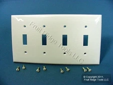 Leviton 80712-W White 4-Gang Toggle Unbreakable Nylon Standard Wallplate Cover