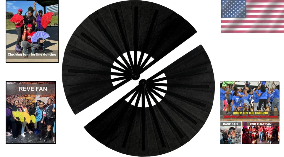 Ventilador Rave grande de 13 pulgadas ventilador para hacer estallar ventiladores para baile en línea, ventiladores de mano para... Foto 2 de 4