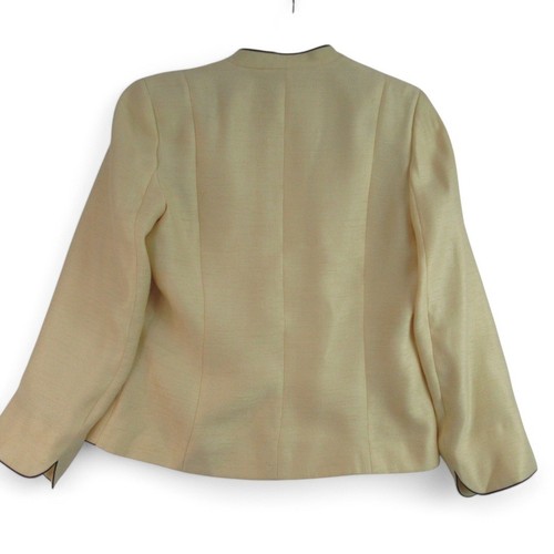 Jacques Vert Women's Yellow Jacket With Black Trim And Button UK 14- Preloved - Picture 2 of 24