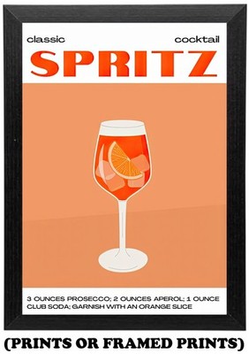 Classic Aperol Spritz Cocktail Poster A5 A4 A3 Bild Druck/gerahmtes Poster #463