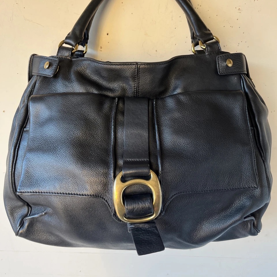 Kooba Black Leather Hobo Large Bag Zipper Pockets Slouchy Chic Boho Y2K Urban - Image 2 of 4