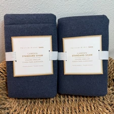 POTTERY BARN TEEN CAMDEN REVERSIBLE QUILTED SHAM SET OF 2, STANDARD ~ FADED NAVY