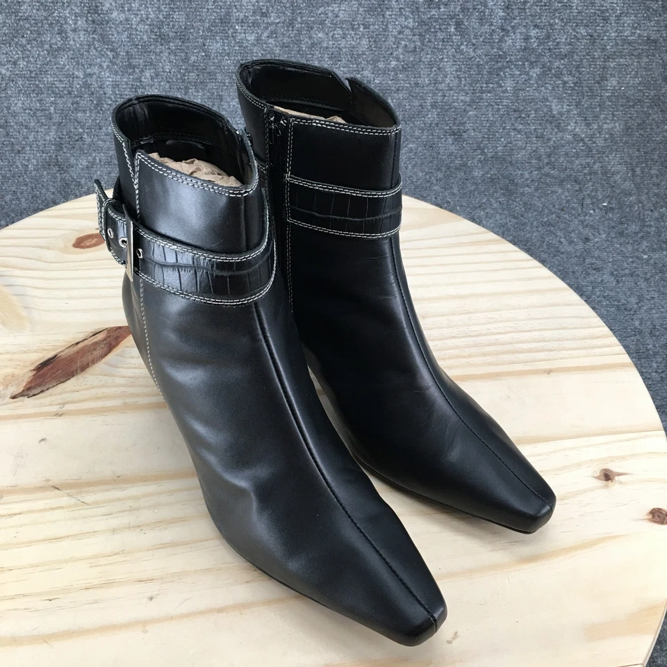 Botas Predictions para mujer 11 botín ancho cuero negro confort tacones altos Foto 3 de 4
