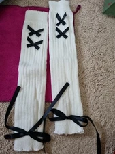 Bow Detail Knitted Arm Warmers