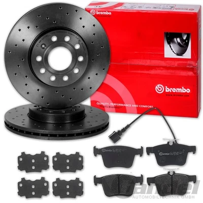 Brembo Disques De Frein Percés + Plaquettes Arrière Pour Audi RS3 Q3 TT 2.5 RS - Photo 1/4