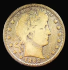 1892 Barber Quarter - 25c - First Year Of Issue! - 90% silver - FREE SHIPPING!!