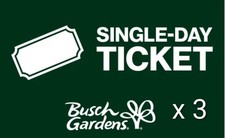 Busch Gardens Day Ticket Pass X 3 Valid Until Sept 29