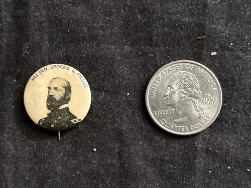Antique -Civil war - Major General George G. Meade - Pinback -Whitehead & Hoag C