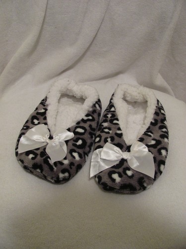 white leopard slippers