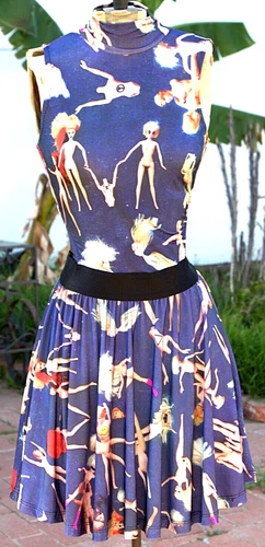 The Original Cult Vintage Lip Service Dress Blue Goth Barbie Widow 24 HR Punk