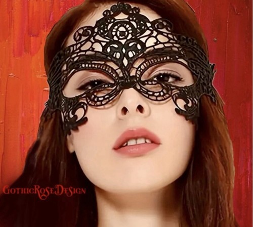 BLACK VENETIAN MASQUERADE HALLOWEEN PARTY LACE FANCY DRESS EYE SEXY MASK - Picture 2 of 4