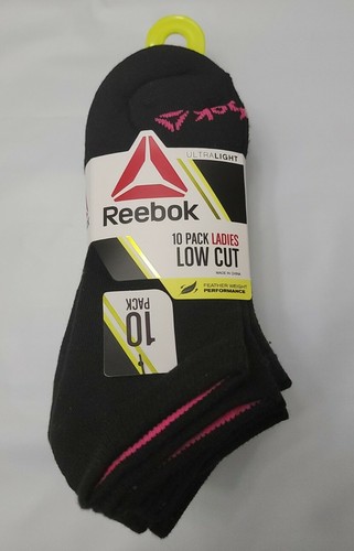 Reebok Womens Low Cut UltraLight Socks fits Shoe Size 4-10 Black 10 Pairs NEW! - 第 2/3 張圖片