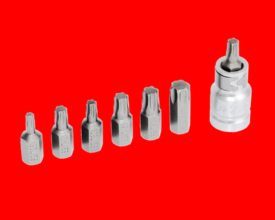7 tlg Torx T-Profil Stecknuss 1/2'' Bits Satz T25 - T55 Steckschlüssel YT-0410
