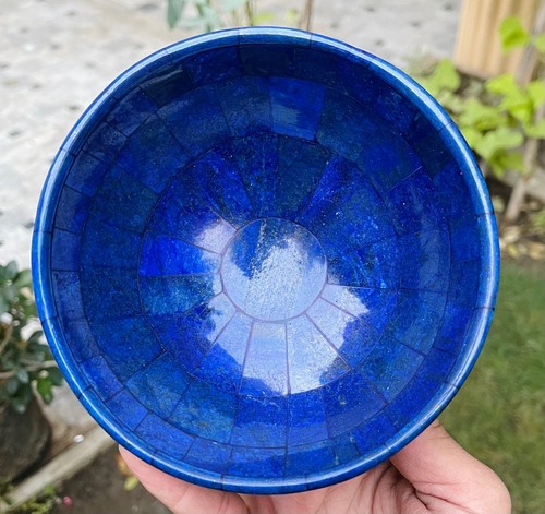 Premium Quality Lapis Lazuli Bowl Stone Bowls Round Handmade 6 inch wide. - Picture 10 of 12