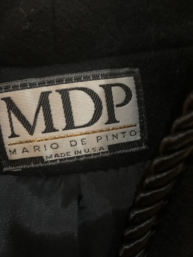 Vintage Neu mit Etikett MDP Mario De Pinto schwarz 12 Petite 100 % Wolle langer Mantel USA Large - Bild 5 von 11