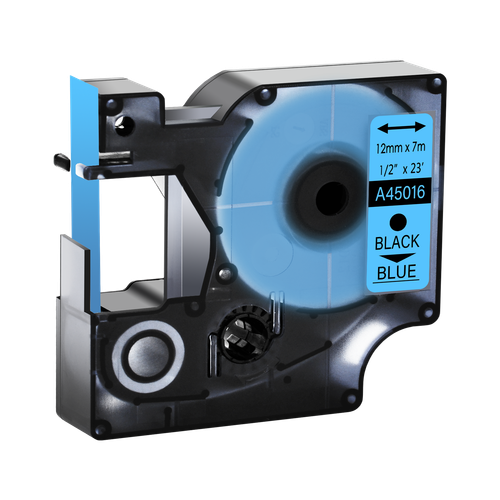1PK Compatible Black on Blue DYMO D1 45016 LabelManager 100 Label Tape 0.47" - Picture 2 of 7