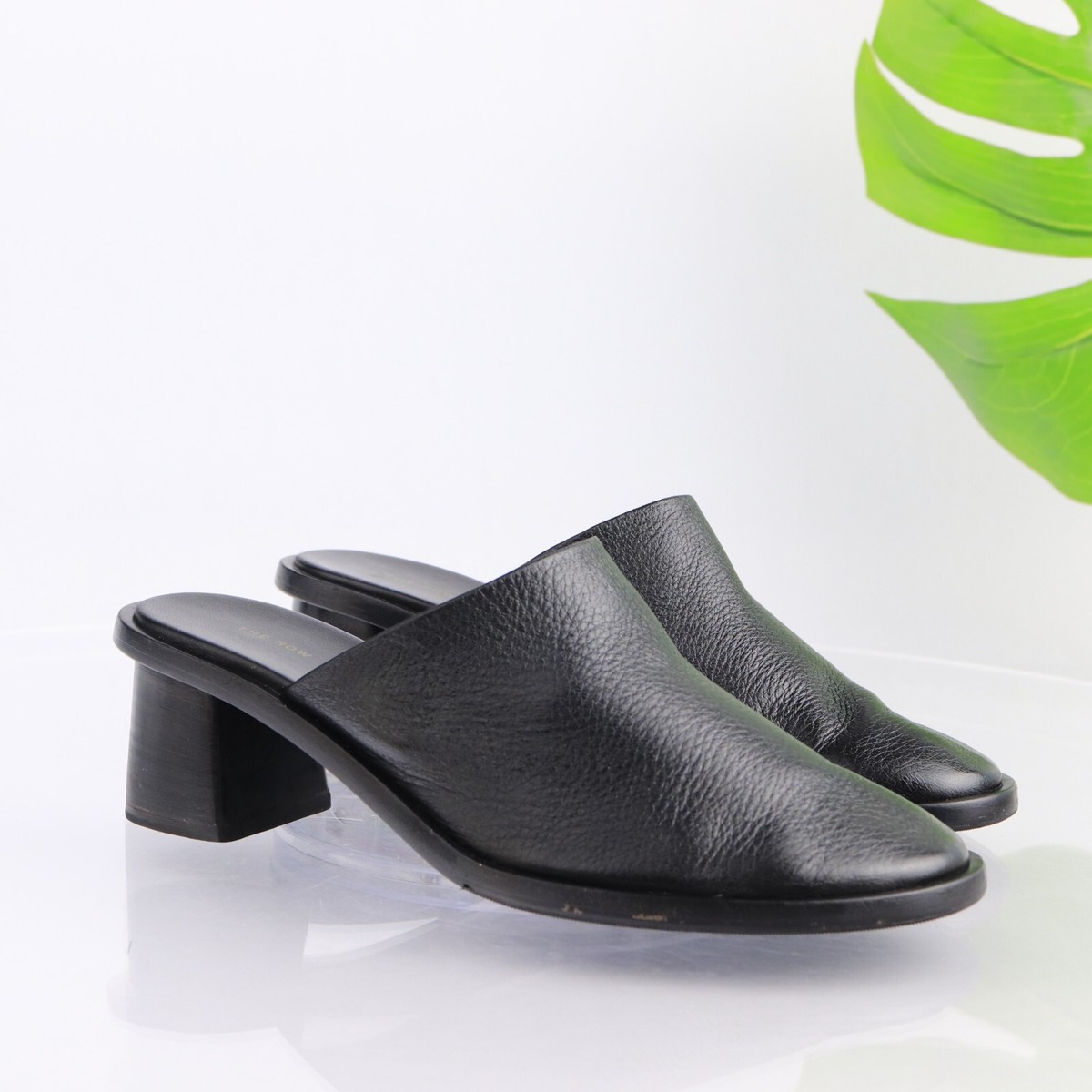 The Row Women's Tea Time Clog Mule Size 39 9 Black Deerskin