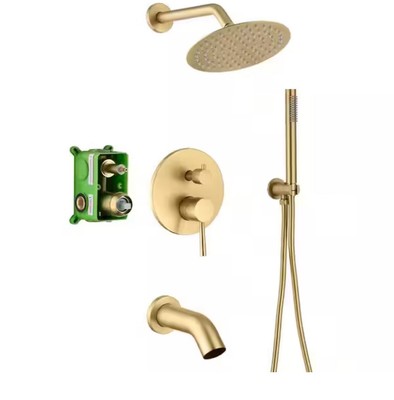 Sumerain Tub And Shower Faucet Set Brushed Gold S3232BGI-HD