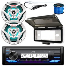 JVC KDX38MBS USB Receiver, 2x 6.5" White LED Speaker, Radio Cover, Antenna, Wire