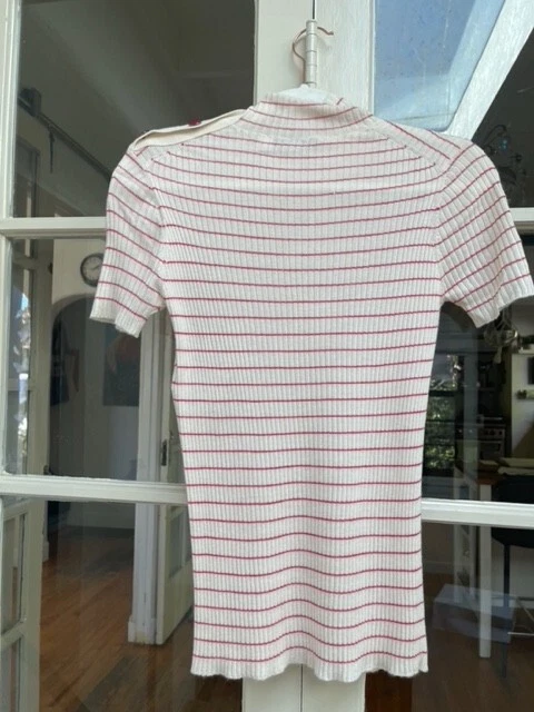 Christian Dior Crema y Rojo Rayas Cachemira y Seda Kit Top - Talla 8 Foto 2 de 4