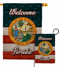 Welcome Florida Garden Flag Americana States Decorative Gift Yard House Banner