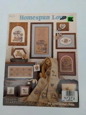 Vintage 1990 Homespun Love Country Counted Cross Stitch Booklet Leaflet Patterns