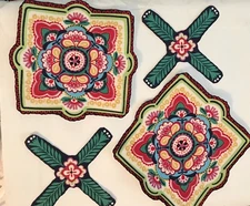 Large Colorful Medallions  - Iron On Fabric Appliques - Patches