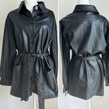 Andrew Marc New York Women’s M Jacket Button Front Black Crocodile Print NEW