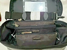 Carry-on makeup/accessory bag with strap and three assorted makeup bags