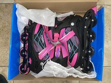 Woolitime Sports Adjustable Light Up Incline Roller Skates for Kids Pink Black