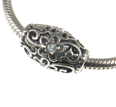 Chamilia 925 Silber & KRISTALL MONDLICHT FILIGRAN BLUME Charm Perle Hochzeit