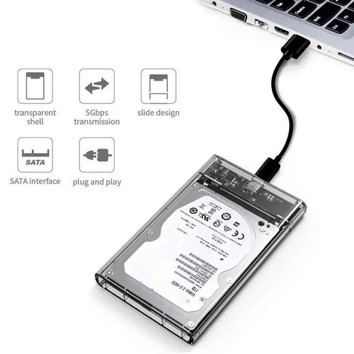 2,5" SATA USB 3.0 Klar Festplatte Disk HDD SSD Gehäuse Extern US Laptop R5E7 - Bild 6 von 11