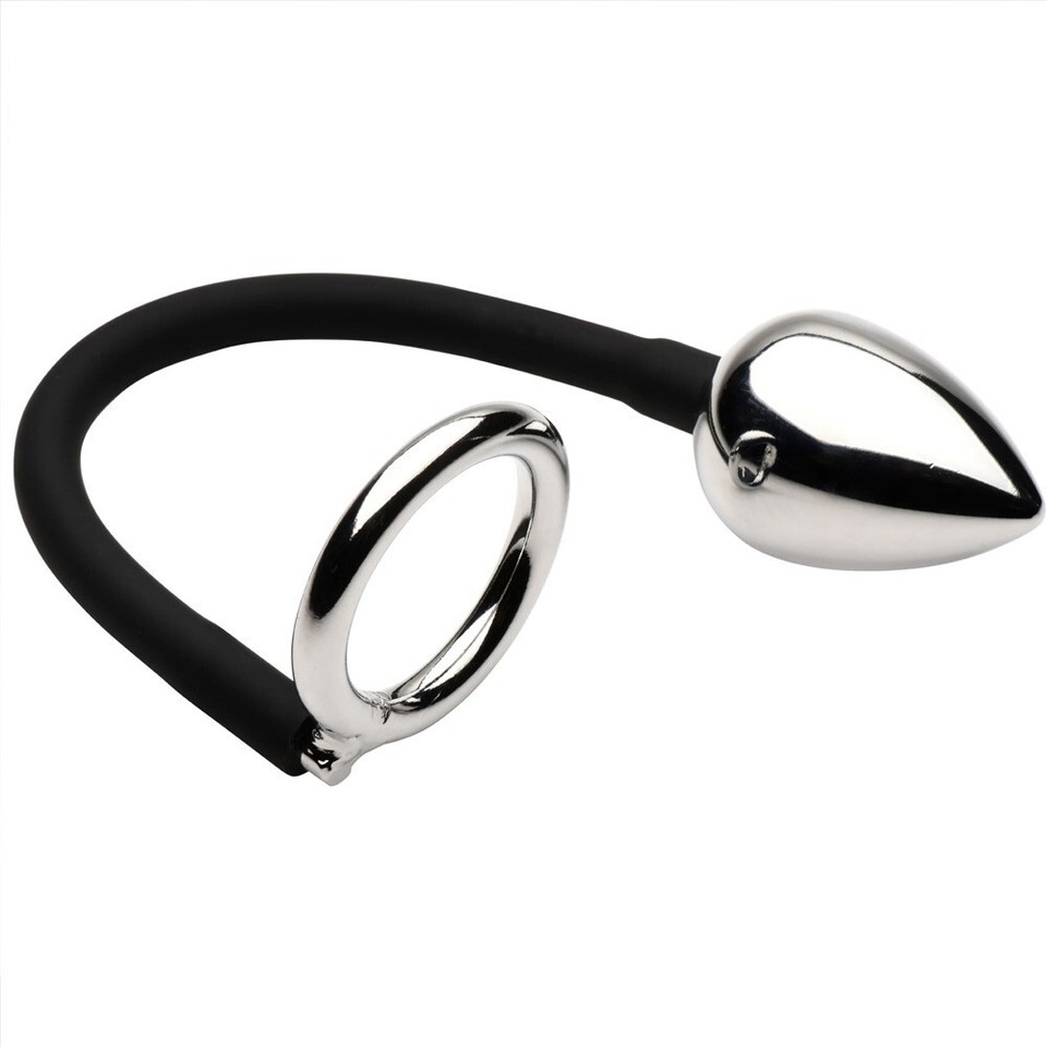 Metal Cock Rings with Steel Anal Plug Male Penis Rings Prostate