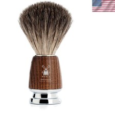 RYTMO Luxury Pure Badger Shaving Brush with Steamed Resin Chrome Accents