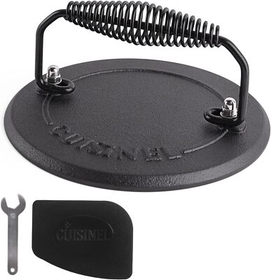 Grill Press Cast Iron Burger Press For Bacon Steak And Smashed Hamburgers 7.5'' R