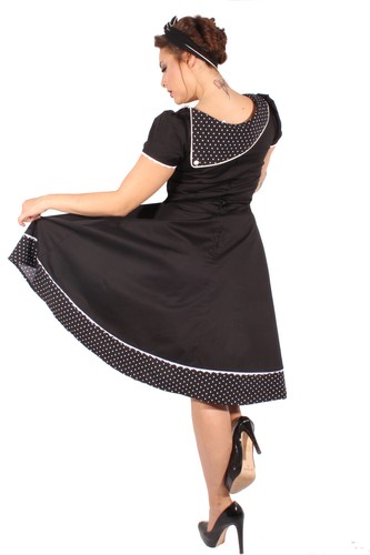 50er retro Pin Up Polka Dots Petticoatkleid Puffärmel Swing Kleid - Picture 3 of 9