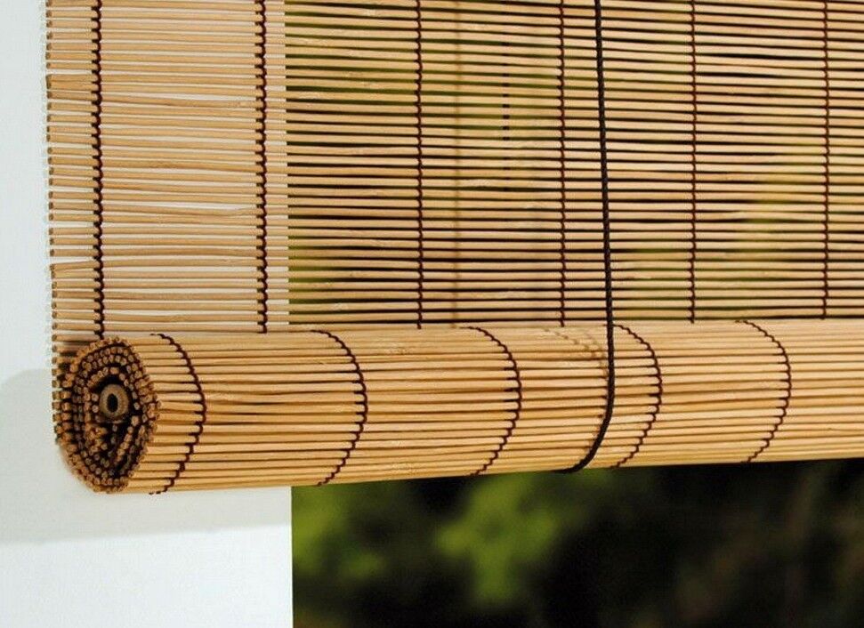 Kirschbaum Bambus Holzrollo Klemmträger Rollo CG Bambusrollo natur oder braun 