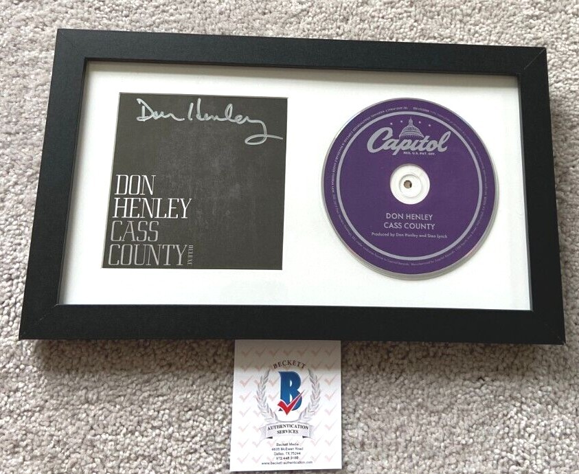 DON HENLEY SIGNED CASS COUNTY CD COVER FRAMED THE EAGLES SINGER BAS 