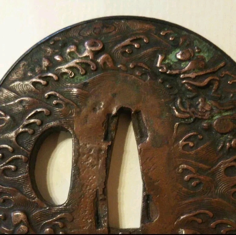 Espada Samurai Katana Tsuba Espada Japonesa Guardia de Cobre Período EDO De JAPÓN Foto 4 de 4