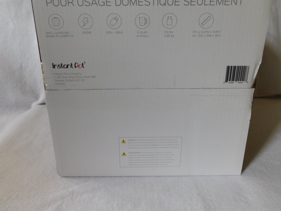 Instant Pot 6Quart Lux IPLUX60 V3 6in1 Electric Pressure Cooker