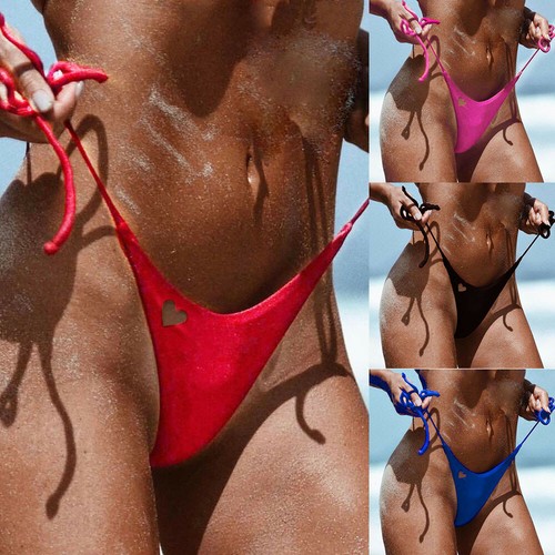 Women Swimwear Brazilian Heart Bikini Bottom Side Thong Bathing Swimsuits