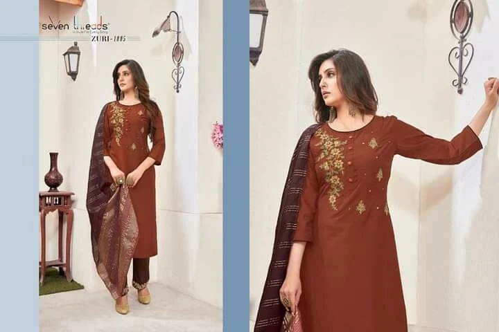 Buy Latest Festive Designer Cotton Satin Printed Salwar Kameez Pant style  Muslim Punjabi Party Dress Semi-stitch 7892 at Amazon.in