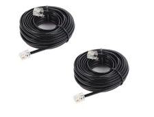 2 Pack Black Telephone Extension Cord 20 Feet RJ11 6P4C Plugs for Landline