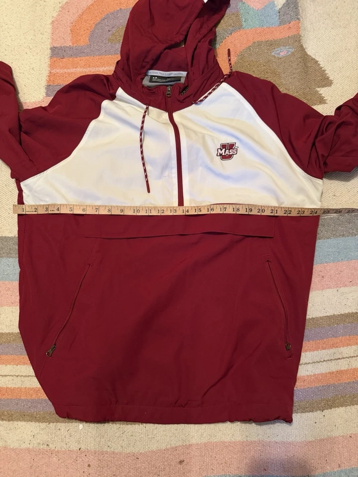 Under Armour Umass Minuteman Windbreaker Jacket Xl Red Hoodie University Store - Image 4 of 4