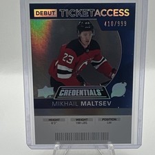 Upper Deck Credentials Debut Ticket Access Mikhail Maltsev #73 /999 Devils
